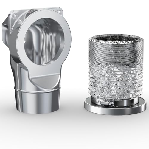 Jeevony Aluminum Magnetic Dryer Vent Coupling Kit for 90° Venting, 4-Inch with 2.6ft Hose & Clamps