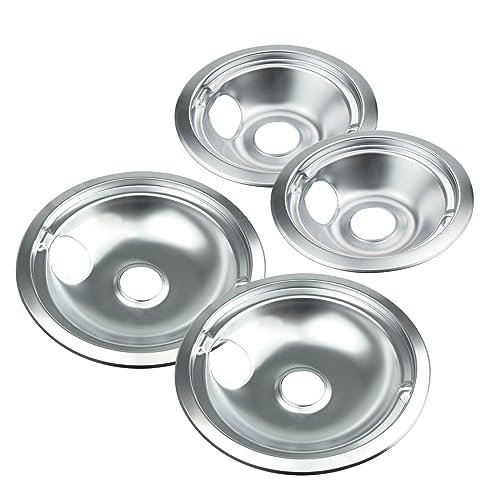 Bestong Electric Stove Drip Pans 4-Pack for GE/Hotpoint/Kenmore, 2x6" & 2x8", Chrome