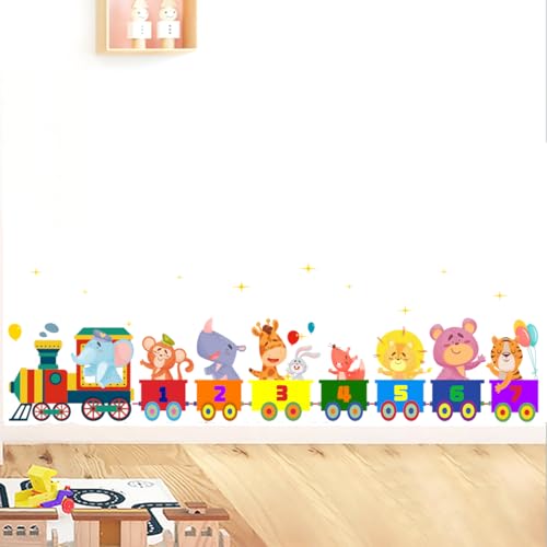 Animals Train Wall Stickers Kids,Nursery Daycare Playroom Wall Decals,Cute Wall Decors for Boy,Girl,Toddler.