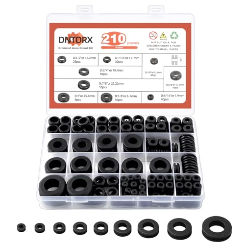 210PCS Rubber Grommet Kit with 9 Sizes for Wiring and Automotive Protection
