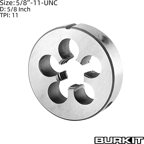 Burkit 5/8"-11 UNC Round Threading Die, 5/8 x 11 UNC Machine Thread Die Right Hand