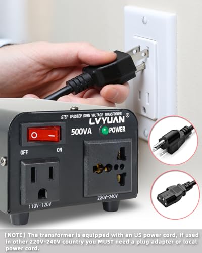LVYUAN 500VA Voltage Transformer Converter Step Up/Down 110V-120V to 220V-240V