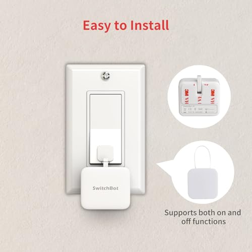 SwitchBot Bluetooth Button Pusher for Rocker & One-Way Switches, App & Timer Control, No Tools, Optional Hub, White