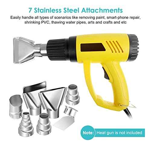 7Pcs Heat Gun Nozzle Kit for Shrink Wrapping Welding Electronics, Stainless Steel Reflector Nozzle Soldering Station Nozzle Tool Hot Air Gun Accessories