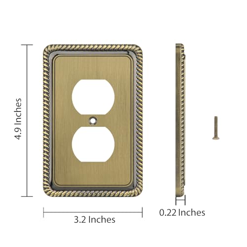 Henne Bery Single Duplex Antique Brass Wall Plate - 2 Pack Decorative Switch Cover