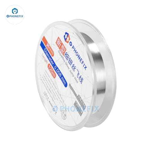 Non-Insulated 0.008mm 120M Superfine Silver Jump Wire, Phone Motherboard Fingerprint Jump Wire Soldering Pure Copper Conductor Wire for iPhone PCB BGA Soldering Repair
