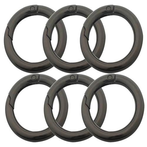 Bytiyar 3 Inch Gun Black Large Round Carabiner Clips for DIY Keychains Bags & Crafts - 6 pcs