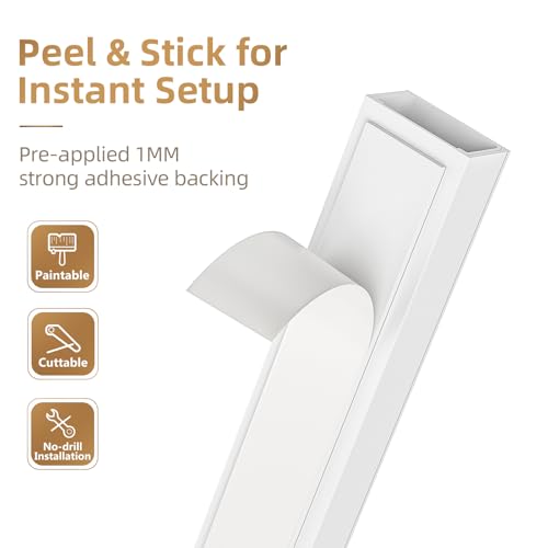 Delamu White 85in Wall Cord Hider for Single Wires, Cable Management Kit