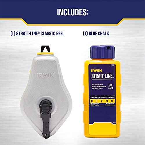 IRWIN Tools STRAIT-LINE Chalk Line, Classic Reel, Blue, 100ft (IWHT48441BC)
