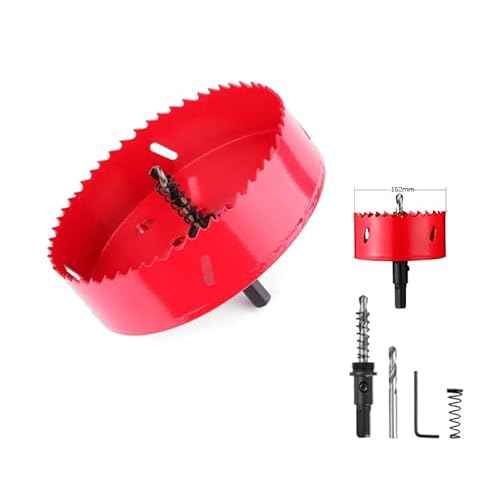 6" Hole Saw -152mm HSS Bi-Metal Hole Cutter for Different Project with Smooth and Flat Drilling Edge, Fast Chip Removal, Handy Hole Saw Kit Set for Cornhole Boards,Wood, Plastic Board, Ceiling