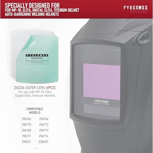 6PCS - 216326 MP-10 Elita Titenlum Front Outside Replacement Welding Helmet Clear Lens Cover