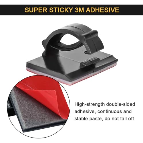 EtoBesy 30pcs Self-Adhesive Cable Clips with 3M Sticky Mounting, Black
