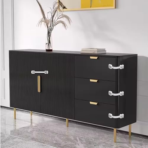 Fursafe&Q Child Safety Cabinet Proofing, Baby Cabinet Locks Adhesive Adjustable Child Safety Strap Locks Drawer Fridge Ovens Toilet Latches No Screws for Furniture Kitchen 6 Pack