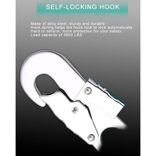 11FT Self Retracting Lifeline RTOVZON Fall Arrest Fall Protection Steel Wire Rope Heavy Duty Retractable Lanyard, Roofing Lifeline, SRL, Safety Lanyard