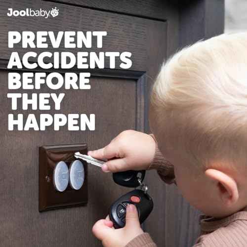 Jool Baby Outlet Covers (32 Pack) for Child Safety - Easy Adult Removal, Plug Protectors for Baby Proofing Electric Sockets - Transparent Design