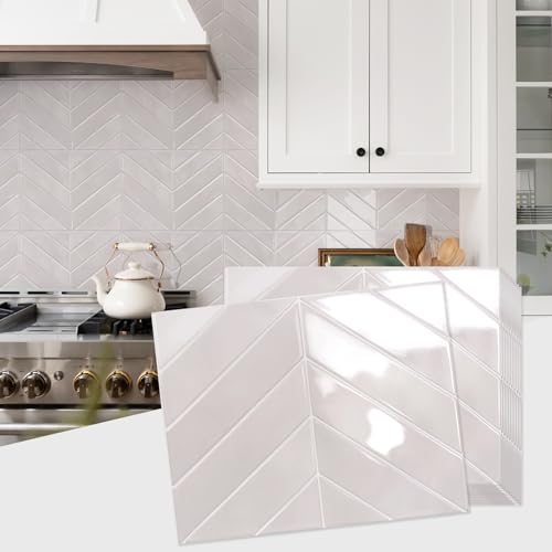 STICKGOO Pink Herringbone Peel and Stick Backsplash Tiles - Waterproof, 10 Sheets