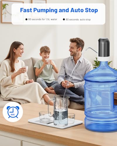 Myvision 5 Gallon Water Dispenser Pump Black Portable USB Rechargeable
