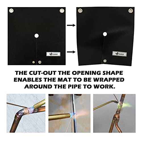 FLASLD Welding Blanket & Heat Shield Mat for Soldering Copper Pipe, 12''x12'' Flame Protector Pad Plumbing Hole Propane Torch (1 Pack)