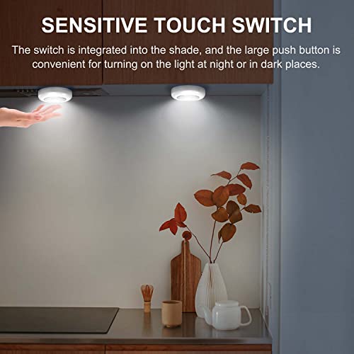 VICOX White 6-Pack Battery-Powered Push Tap Lights Self-Adhesive Puck Lights
