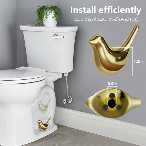 MENNTY Gold Bird Toilet Bolt Covers Set - Decorative Ceramic Bathroom Accessories