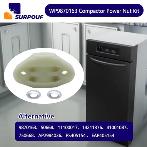 Compactor Power Nut Kit WP9870163 for Whirlpool KitchenAid Maytag - Replaces 9870163
