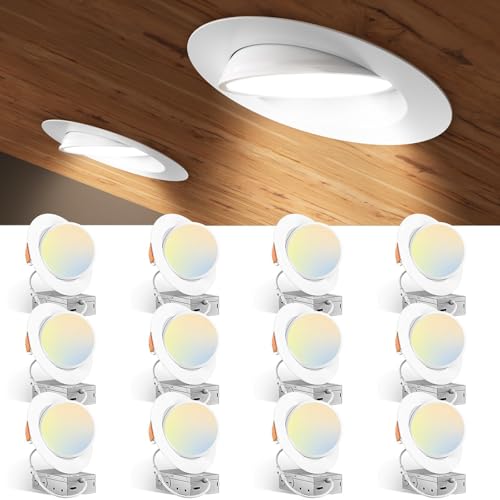 Amico 12 Pack 6 Inch White Gimbal LED Recessed Ceiling Light - 5 CCT Adjustable