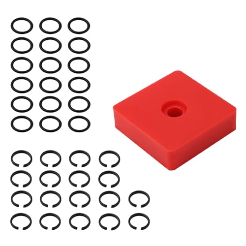 18 Sets 3/8" Impact Retaining Ring Clip Friction Rings with O-Ring, Including Red Retainer Ring Anvil Install Tool Compatible with MIL Electric & Pneumatic Impact Wrench