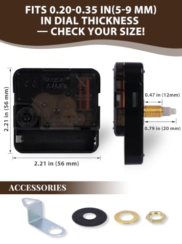 MakerTick 0.79 Inch Black Silent Sweep Clock Movement Replacement - Precision