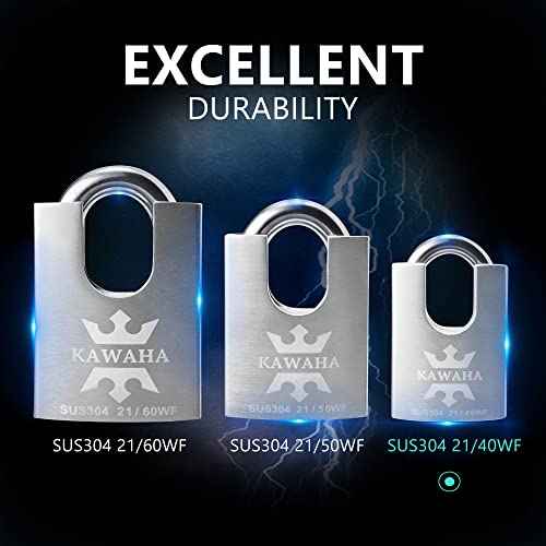 21/40KD-3SK High Security Stainless Steel Shrouded Padlock with Key for Both Indoor and Outdoor use (Heavy Duty, Anti-Rust) (1-9/16 in. (40mm), Keyed Different - 3 Stainless Steel Keys)