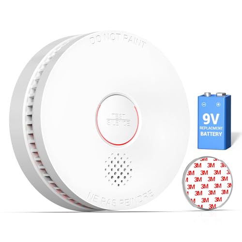 SITERWELL 9V Battery Operated Smoke Detector with Photoelectric Sensor, Pack of 1