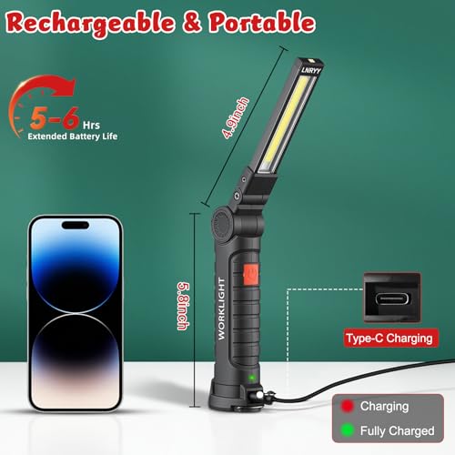 LNRYY 4-Pack Magnetic Work Light - Rechargeable, 360° Rotatable, Bright LED, Portable, Xmas Gift for Men Dad