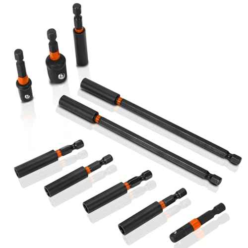 10 Pcs Impact Driver Bit Adapter Set,5 PCS Strong Magnetic Screwdriver Bit Holder 2.4 Inch Extension + 6Inch Magnetic Screwdriver Bit Holder Extension + 3Pcs Socket Adapter Set With Tough Case