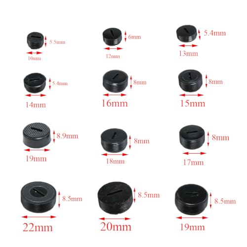 Carbon Brush Cover 48PCS 12 Sizes Black Plastic Carbon Brush Holder Caps Motor Brush Cover for Electric Hammer Grinding Machine Electric Saw Electric Mill etc