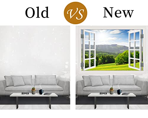 FLFK Fake Window Wall Sticker 16x24 Inch Landscape Faux Window Decal Gxl408