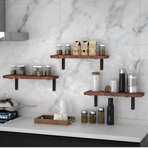 Black 4 Pack Heavy Duty L Shelf Brackets 6 inch x 4 inch, Metal Wall Supports