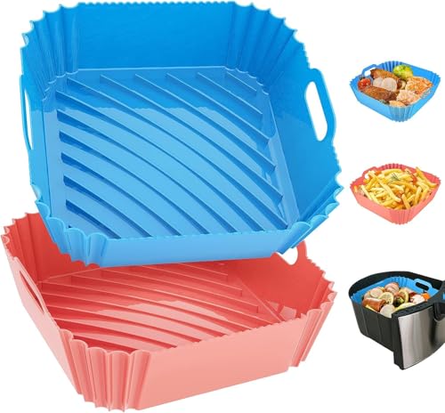 Seropy Air Fryer Liners Square 2 Pack 7.1 Inch for 4-7 QT - Silicone Reusable Baking Mat