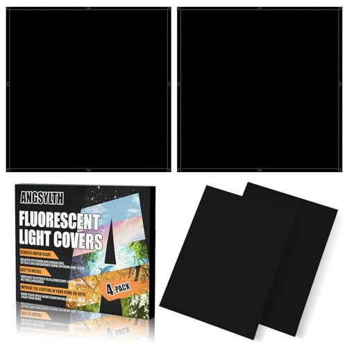 ANGSYLTH Black 4-Pack 2x2 Feet Fluorescent Ceiling Light Covers for Home & Office