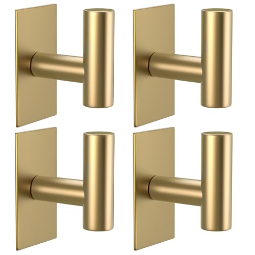 VAEHOLD Heavy Duty Waterproof Wall Mount Towel Hooks 4 Pack - Gold