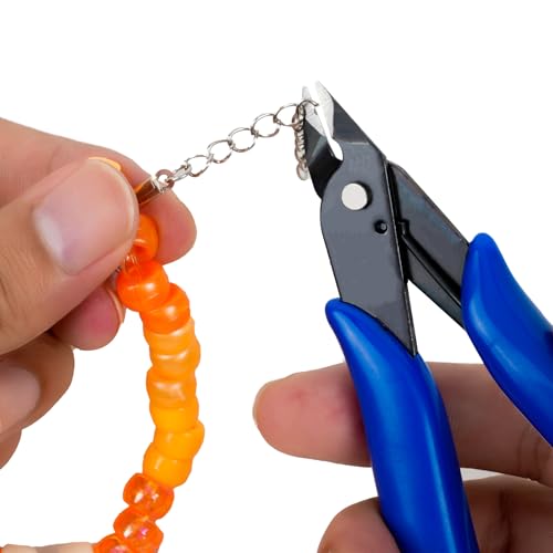 HongWay 5pcs Micro Flush Cutters With Internal Spring, 5 Inches Blue - Side and Diagonal Cutters for Electronics, Heating Wire, Model Sprue, Soft Copper Wire Snips