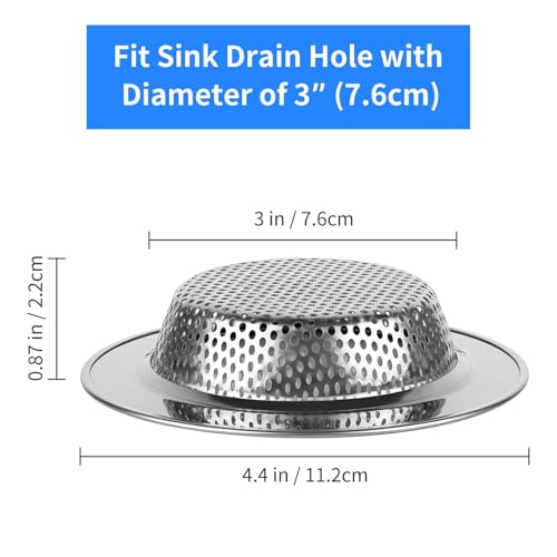 Chefbee 4.4-Inch Stainless Steel Kitchen Sink Drain Strainer Food Catcher 4PCS