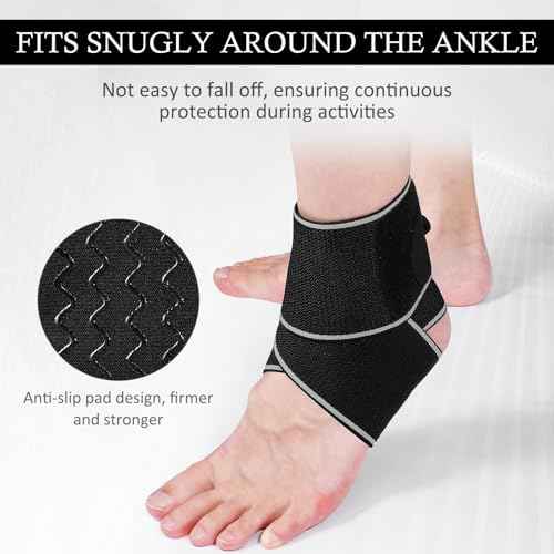 Ankle Brace for Sprained Ankle, Ankle Support for Women & Men, Adjustable Compression Wrap for Achilles Tendonitis & Plantar Fasciitis Relief (Grey)