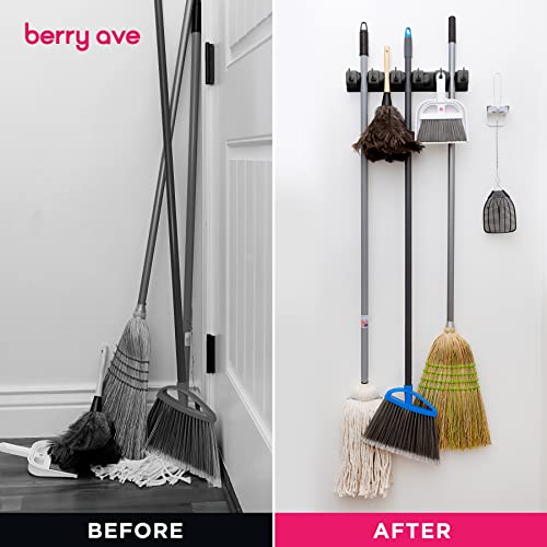 EXTRA GRIP Mop & Broom Holder Wall Mount - Wall Hanging Garden Tool & Utility Closet Organizer, Mop & Broom Hook, Broom Hanger Wall Mount, Mop Broom Organizer, Wall Mounted Broom Rack Mop Storage