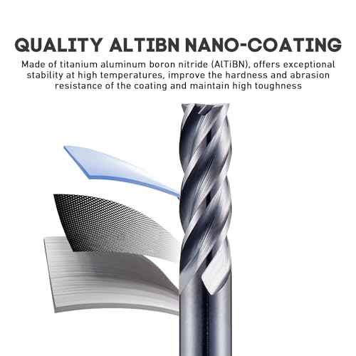 1/8" Micrograin Carbide Square End Mill Set, 4 Flute HRC 45 Deg AlTiN Coating End Mill Bits Set for Milling Alloy Steels, Hardened Steel,CNC Router Bits for DIYers & Professionals