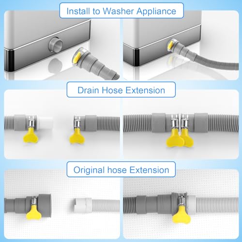Elyfree 6ft Universal Washing Machine Drain Hose Kit with 4 Clamps & U-Bend Holder