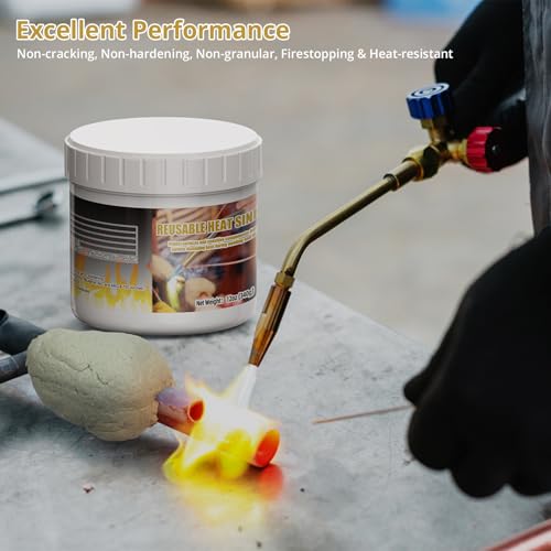 Semlos Heat Blocking Putty Jar (1), The Moldable & Reusable Solder Heat Insulation Clay, Heat Barrier for Installing Sight Glasses, TXV Valves, Directional Valves et al£¨12 oz£©