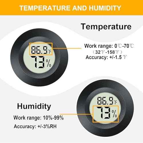 2 Pack Hygrometer Thermometer Digital Humidity Meter Indoor/Outdoor Humidity Monitor Reptile Thermo-Hygrometer for Greenhouse Humidors Terrarium Jars, Fahrenheit (¢µ) /Celsius(¡É) (2)