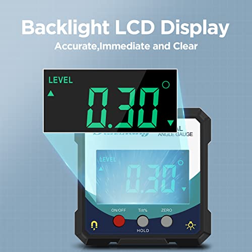 Sanliang Digital Angle Finder with Magnetic Base – Inclinometer Protractor 4x90°