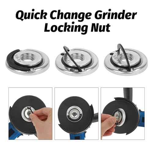 2Pcs Angle Grinder Flange Nuts, 5/8" -11 Quick Clamping Nuts Grinder Flange Locking Nut Metal Angle Grinder Nut for Replacement/Fixing Cutting Discs(1.77 Inches in Diameter)