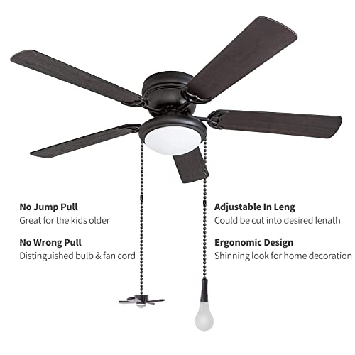 EIKOSON 24-Inch Extra Long Ceiling Fan Pull Chain with Frosted Glass Bulb - Decorative Fan Cord, Fits All Standard 3mm Fans, Orb Variant