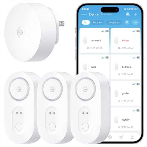 GoveeLife Upgraded Smart Water Leak Detector 3 Pack with 1804ft Connectivity & 105dB Alarm - Variation 4